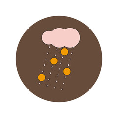 Vector illustration in flat design of Cloud and rain with volcanic elements