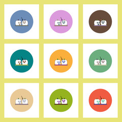 flat icons Halloween set of pumpkins concept on colorful circles