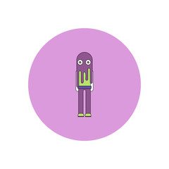 Vector illustration in flat design Halloween icon young child dressed in a ghost costume