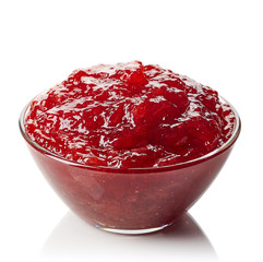 Bowl of strawberry jam