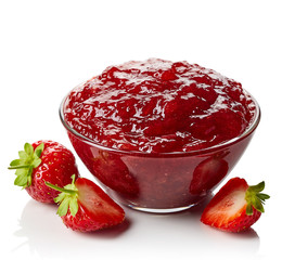 Bowl of strawberry jam - obrazy, fototapety, plakaty