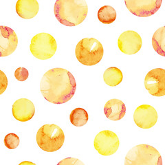 Seamless vector pattern with yellow watercolor circles