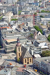 Aerial view of Katharinenkirche (St. Catherine' church) in Frankfurt am Main, Frankfurt.