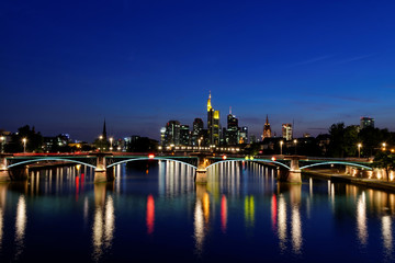 Fototapeta na wymiar View of Frankfurt am Main skyline at sunset in Germany.