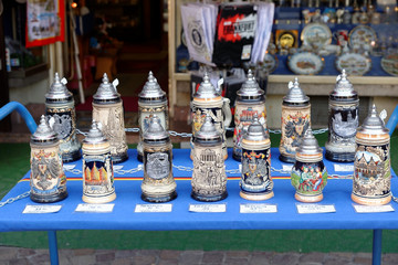 Bavarian traditional beer mugs.