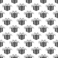 Gift box seamless pattern on white background. Holiday design vector illustration