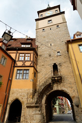  Architecture of the historic town Rothenburg ob der Tauber, Bavaria, Germany.