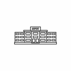 Airport building icon in outline style on a white background vector illustration