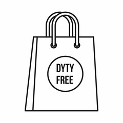 Duty free bag icon in outline style on a white background vector illustration