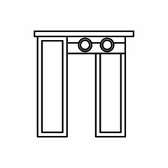 Security gates with metal detector and scanner icon in outline style on a white background vector illustration