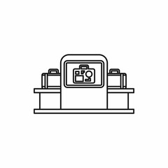 Airport baggage security scanner icon in outline style on a white background vector illustration