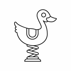 Duck spring see saw icon in outline style on a white background vector illustration