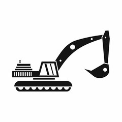 Excavator icon in simple style on a white background vector illustration