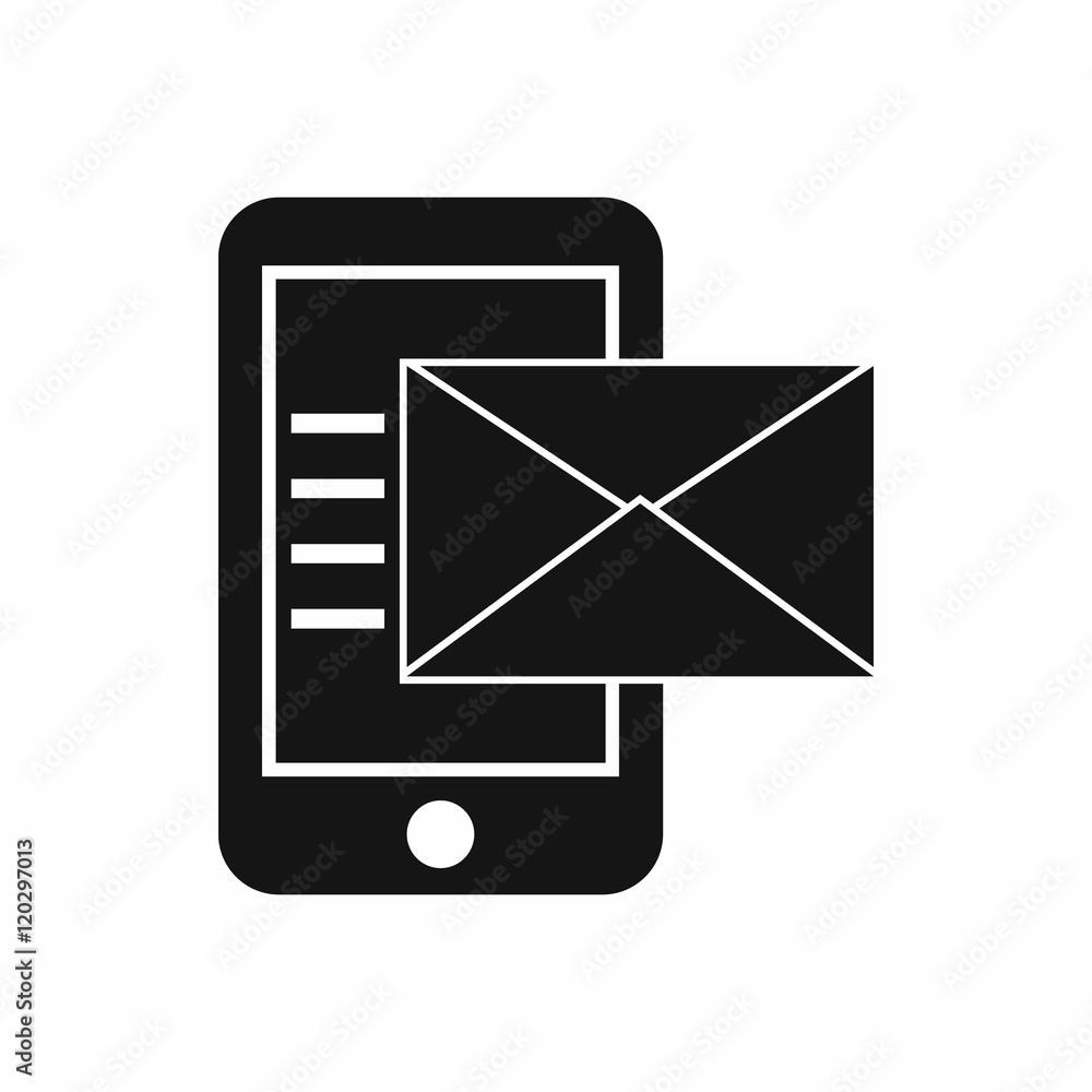 Poster smartphone with envelope in simple style isolated on white background vector illustration