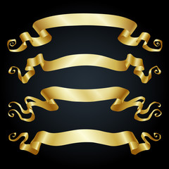 Gold ribbons on black background