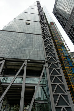 The famous office building - The Cheesegrater (Leadenhall Building) in the City of London, one of the leading centers of global finance.