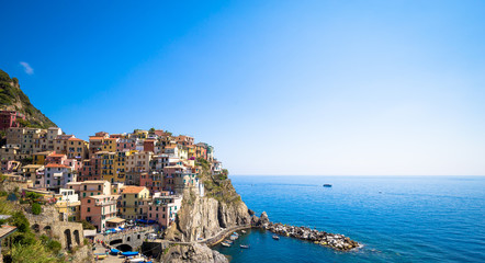 Fototapeta na wymiar Manarola in Cinque Terre, Italy - July 2016 - The most eye-catch