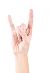 Hand with crazy rock gesture.