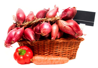 Basket full or red onions