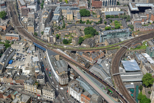 London rooftop view panorama with urban architectures. View from the Shard Building in London.