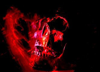 Skull with red flames