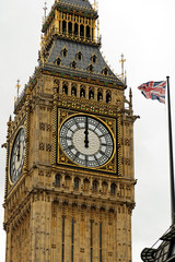 Obraz na płótnie Canvas Detail of the Clock Tower Big Ben, Palace of Westminster, London, England. UK.
