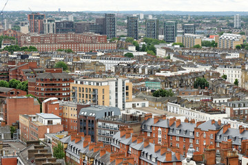 Fototapeta na wymiar Aerial View from Westminster Cathedral of Roofs and Houses of London, United Kingdom.