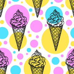 Seamless pattern with ice cream