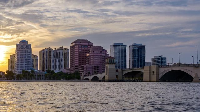 West Palm Beach, Florida, USA skyline on the Intracoastal Waterway.