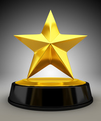 Golden star trophy - 3d render