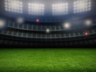 Naklejka premium pusty stadion z błyszczącymi światłami