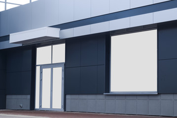 Mock up showcase with a door and windows for your design.