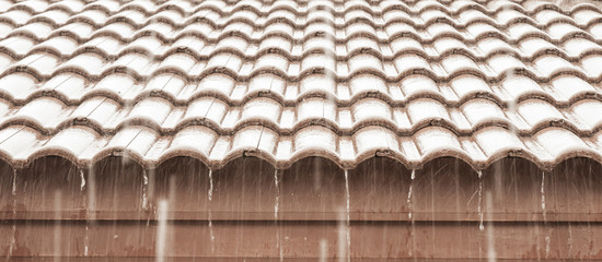 Roof tiles and rain