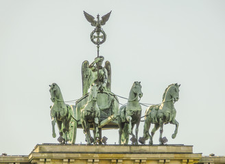 Quadriga statue on famous Brandenburg gate in Berlin - Brandenburger Tor
