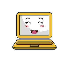 kawaii cartoon laptop with happy face. vector illustration