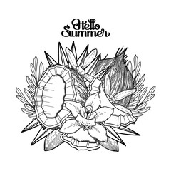 Graphic vanilla flowers and coconut