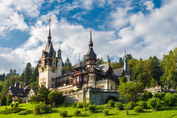 Peles castle Sinaia, Transylvania, Romania protected by Unesco World Heritage Site 