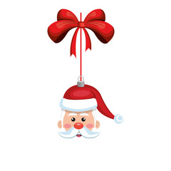 santa claus decoration hanging with red bow ribbon. christmas symbol. vector illustration