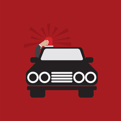 Police Beacon At Car's Roof Vector Illustration