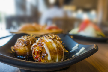 Takoyaki on table