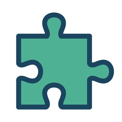 Obraz premium green puzzle piece with blue border. jigsaw element. vector illustration