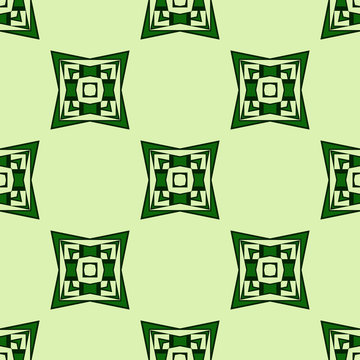 abstract geometric pattern of triangular and square elements. green color. Seamless vector illustration