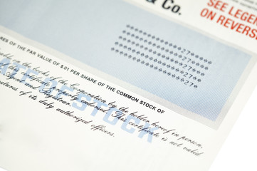 Close Up of a Stock Certificate