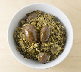 Bowl of Delicious Chopped Pickled Chinese Cabbage