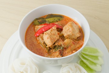 Vegan Red Curry with Thai Rice Vermicelli
