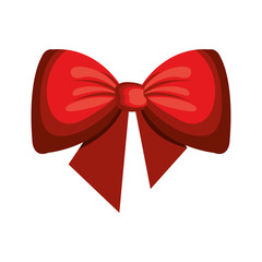 red bow ribbon traditional decoration. vector illustration