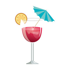 cocktail glass liquor drink alcohol beverage with lemon slice. vector illustration