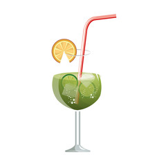 cocktail glass liquor drink alcohol beverage with lemon slice. vector illustration