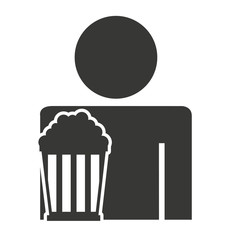 silhouette human with cinema icon vector illustration design