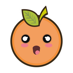 Obraz premium orange fruit food. kawaii cartoon with surprised expression face. vector illustration